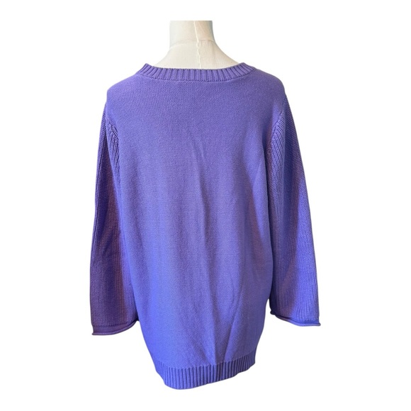 LOGO Lori Goldstein Smiley World Purple Orange Sweater Green Smiley M - Picture 4 of 9